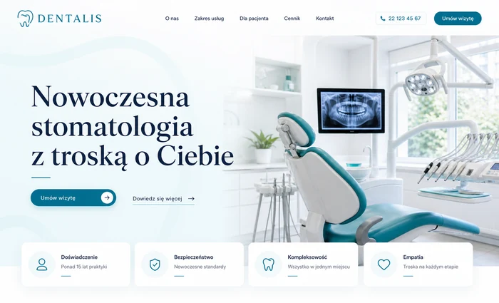 Przykładowa koncepcja strony gabinetu stomatologicznego