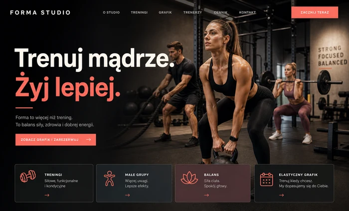 Przykładowa koncepcja strony studia fitness